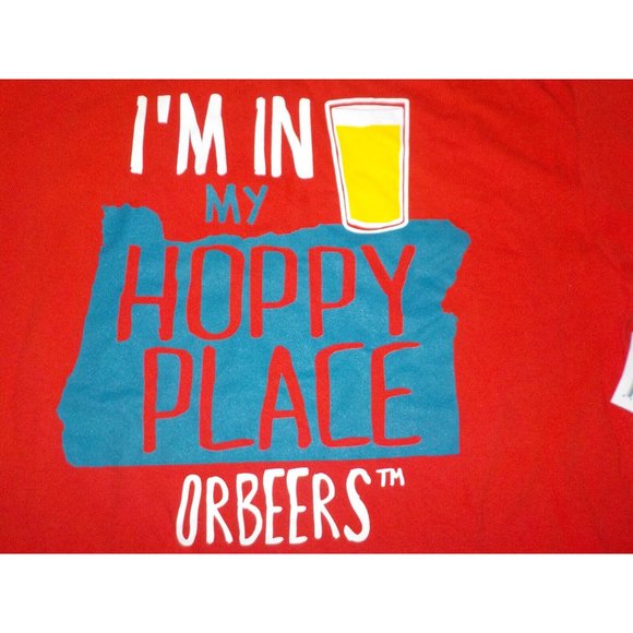 NWT Beer Shirt I'm In My Hoppy Place Drinking T-Shirt Red Mens - Picture 2 of 4